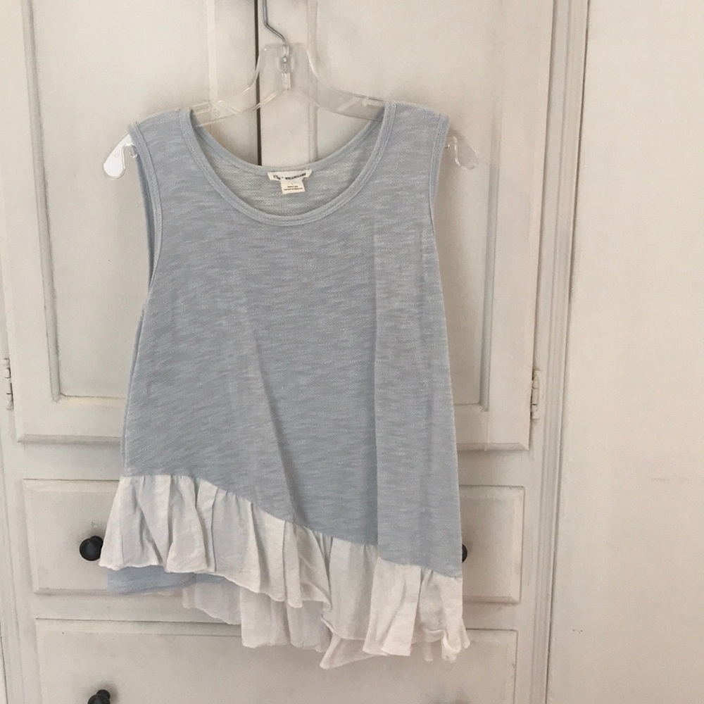 Anthropologie asymmetrical ruffle tank L